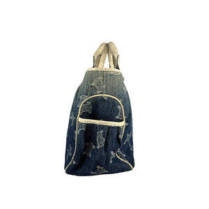 Celine silver denim leather White Bag Blue embossed Indigo Boogie